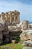 Selinunte the temple hill. Temple ruins crushed to the ground, like a fantastic work of art 